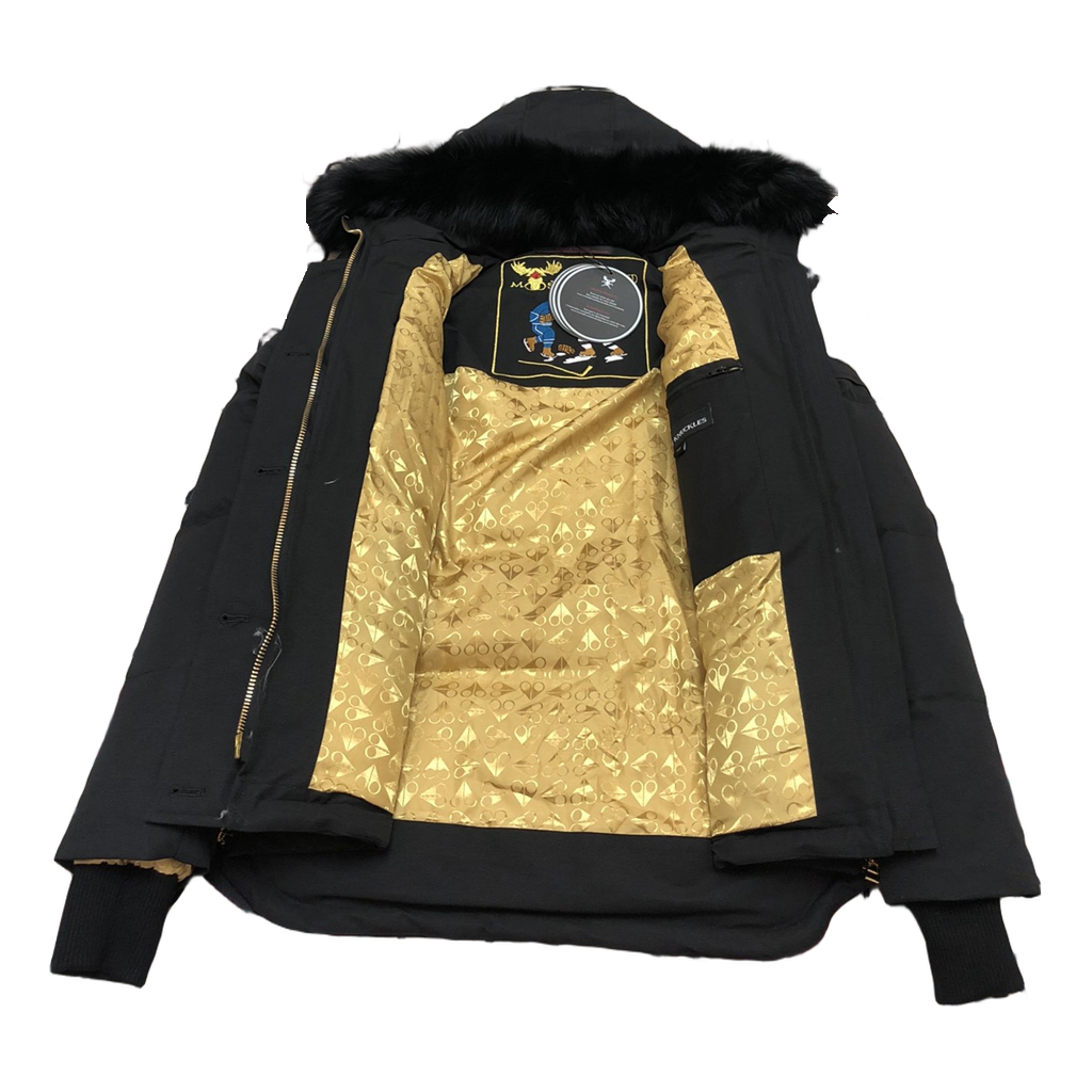 Moose Knuckles Gold 3Q Hooded Puffer – Fur Trim | Black