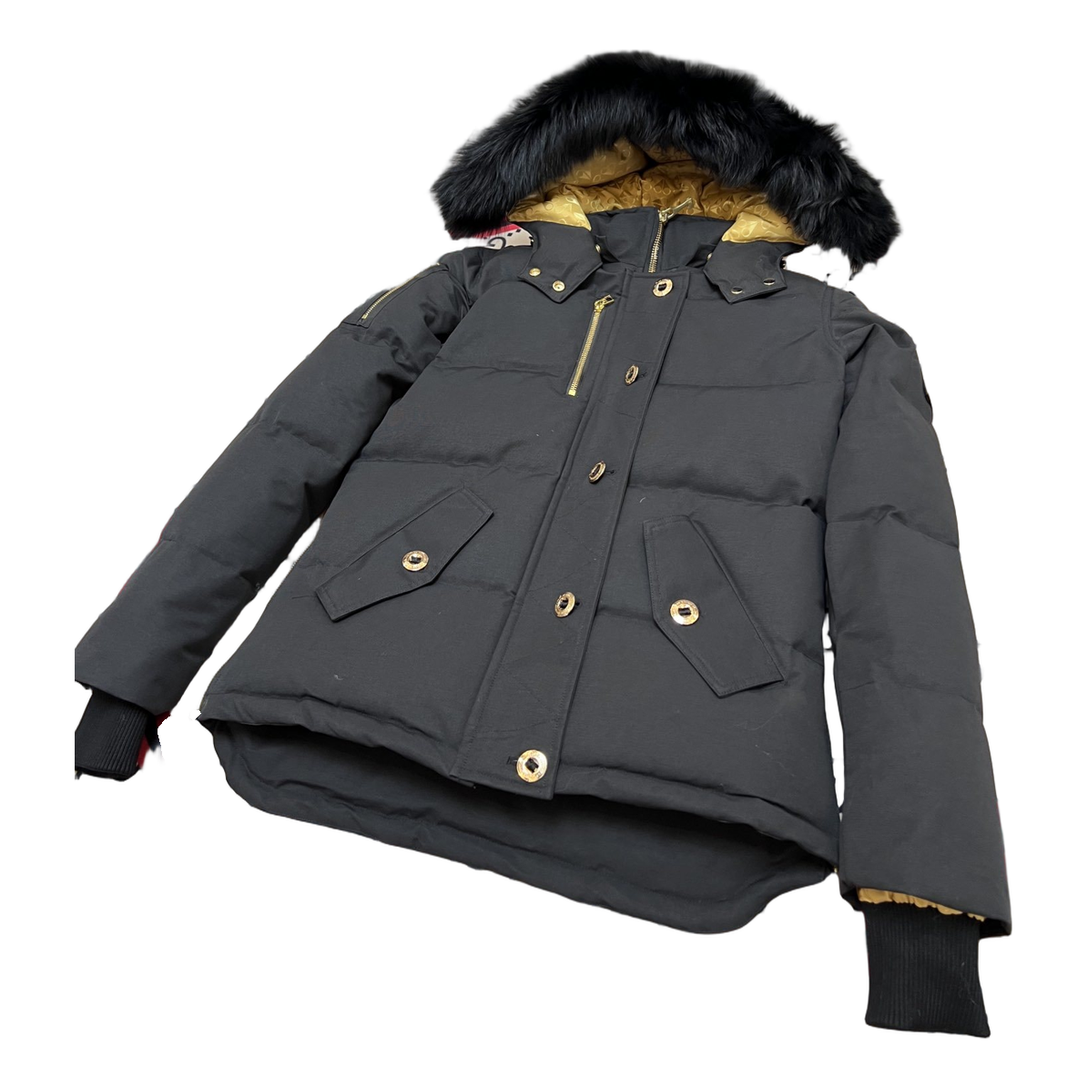 Moose Knuckles Gold 3Q Hooded Puffer – Fur Trim | Black