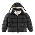 Moncler Contrast-Lined Logo-Hood Puffer – Black | Logo Hood & Contrast Lining