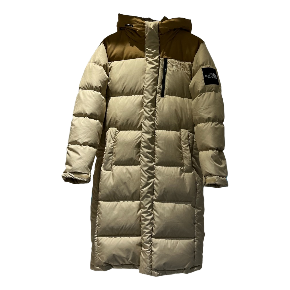 The North Face Colour-Block Long Puffer Coat – Hooded | Tan