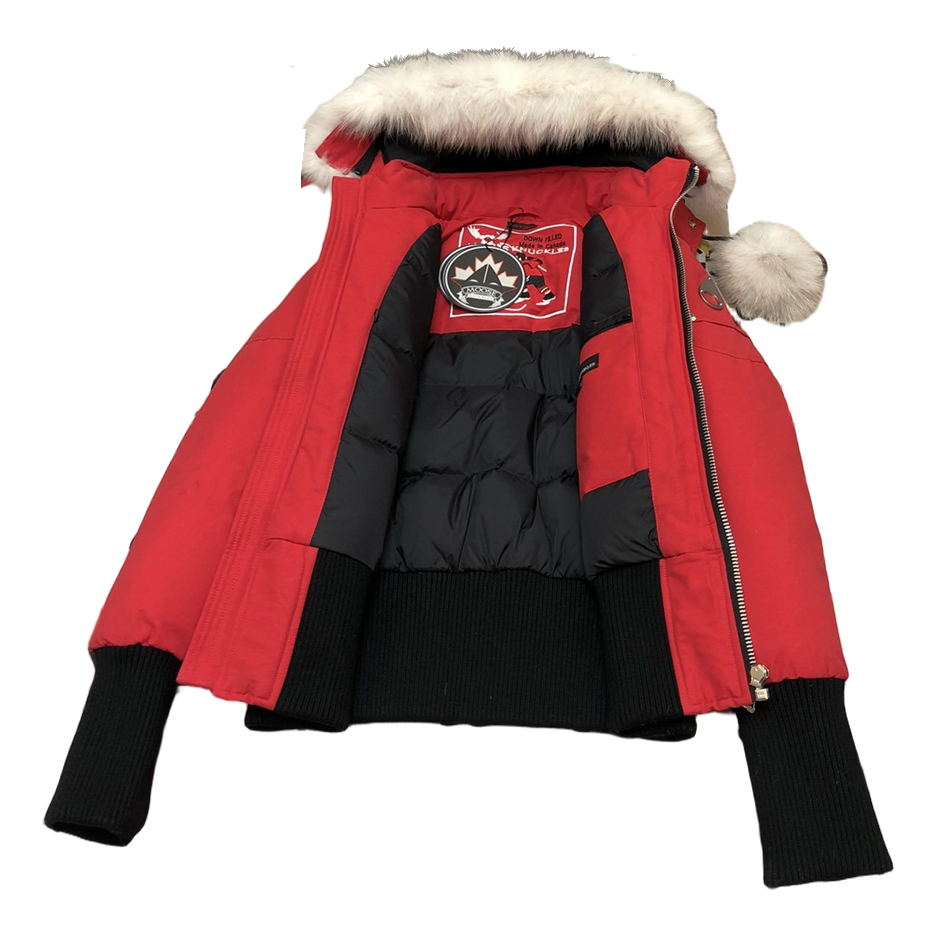 Moose Knuckles Debbie Bomber – Pom-Pom Hood | Red