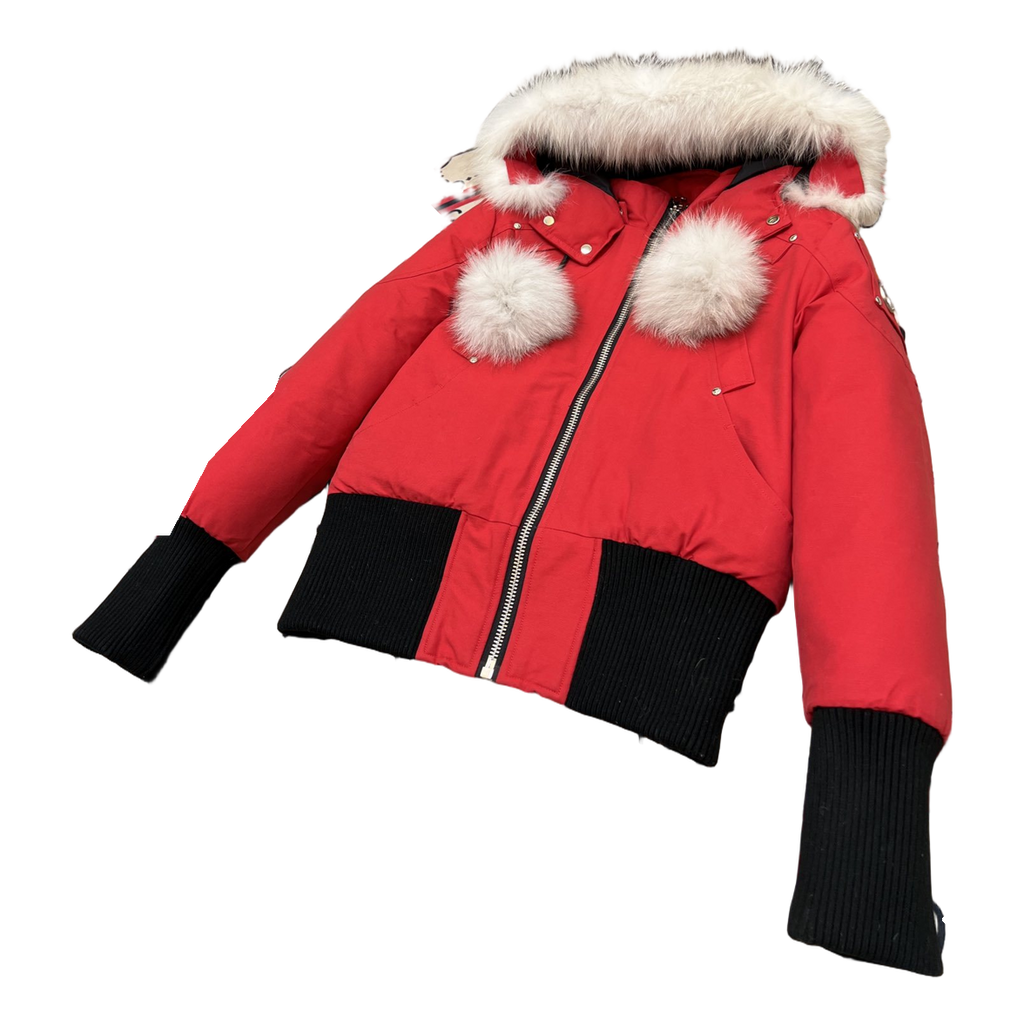 Moose Knuckles Debbie Bomber – Pom-Pom Hood | Red