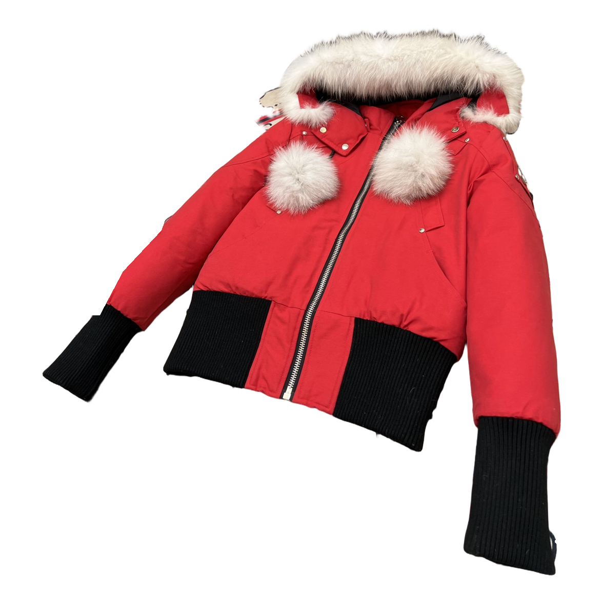 Moose Knuckles Debbie Bomber – Pom-Pom Hood | Red