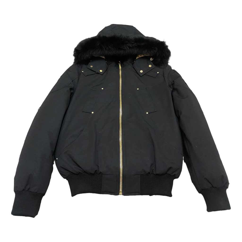 Moose Knuckles Gold Ballistic Bomber – Fur Trim | Black