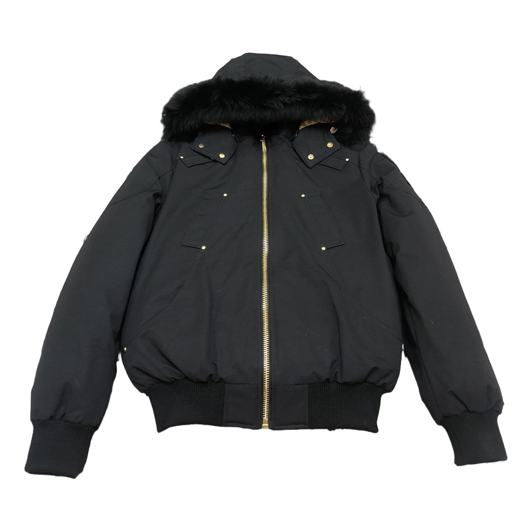 Moose Knuckles Gold Ballistic Bomber – Fur Trim | Black