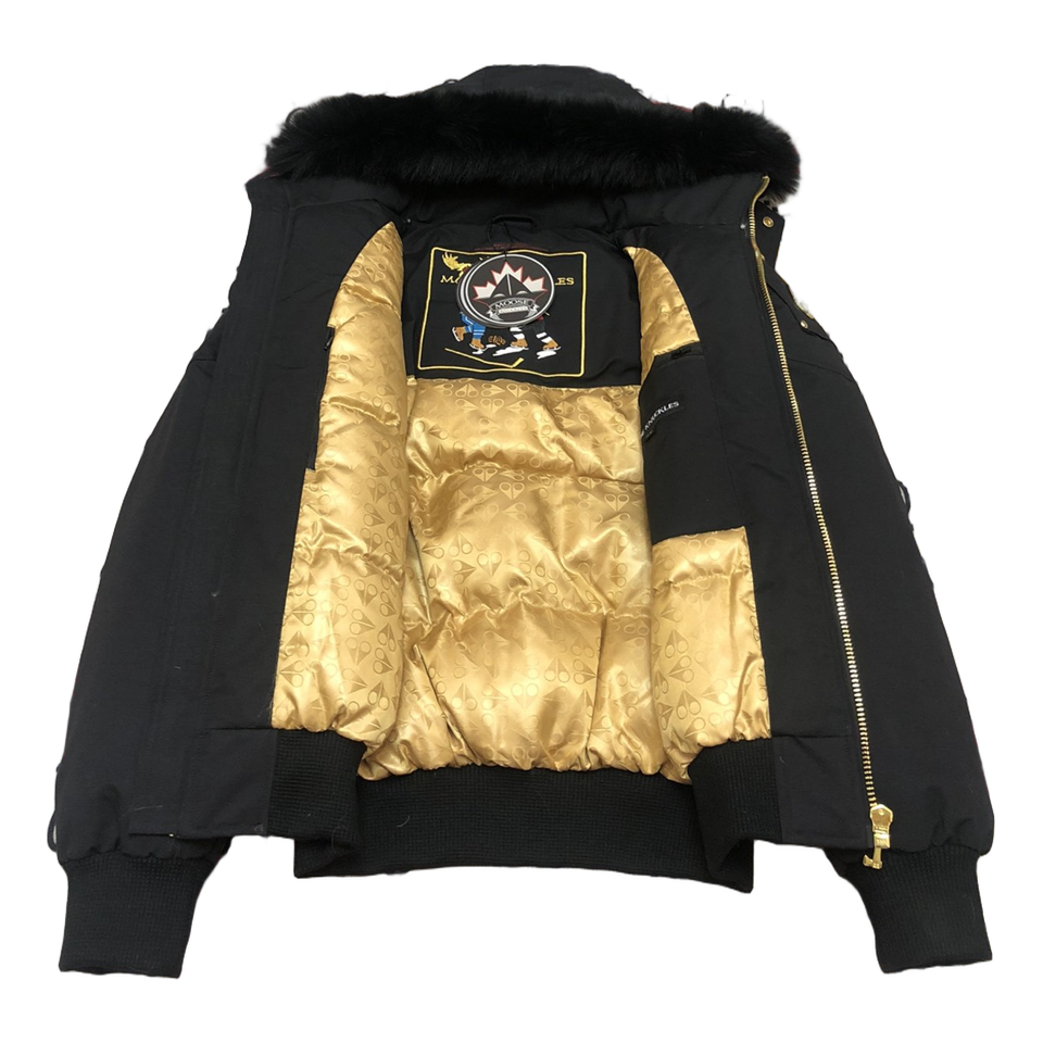 Moose Knuckles Gold Ballistic Bomber – Fur Trim | Black