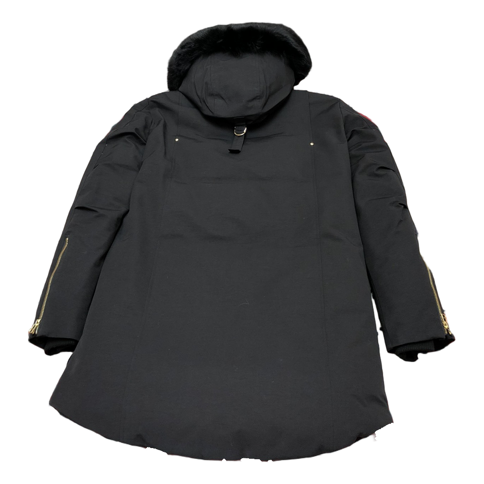 Moose Knuckles Gold-Lined Long Parka – Fur Trim | Black