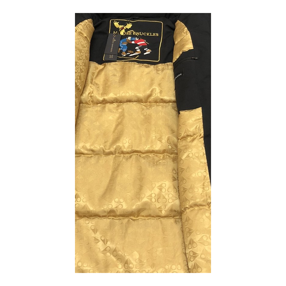 Moose Knuckles Gold-Lined Long Parka – Fur Trim | Black