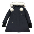 Moose Knuckles Stirling Parka – Pom-Pom & Fur Trim | Navy