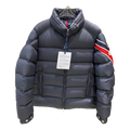 Moncler Tricolour Sleeve-Band Stand-Collar Puffer – Navy | Premium Down