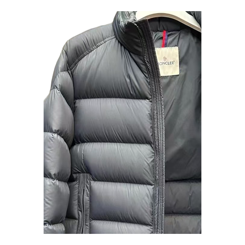 Moncler Tricolour Sleeve-Band Stand-Collar Puffer – Navy | Premium Down