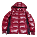 Moncler Logo-Zip Glossy Hooded Puffer – Red | Premium Down