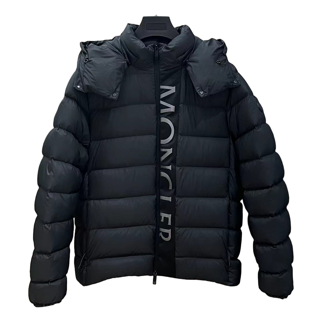 Moncler Vertical-Logo Hooded Puffer – Black | Premium Down