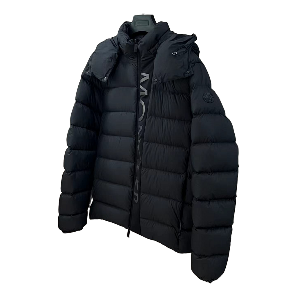 Moncler Vertical-Logo Hooded Puffer – Black | Premium Down