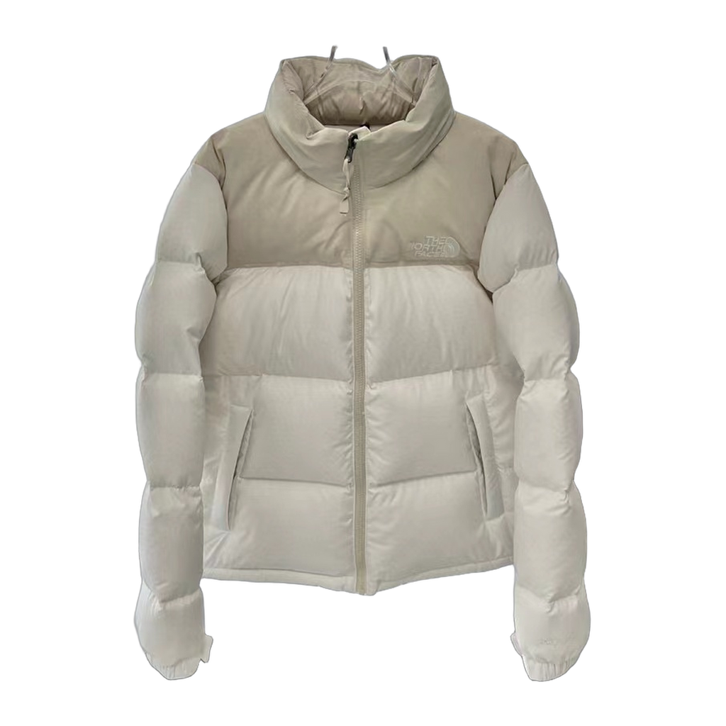The North Face Cropped Puffer Jacket – Stand Collar | Cream