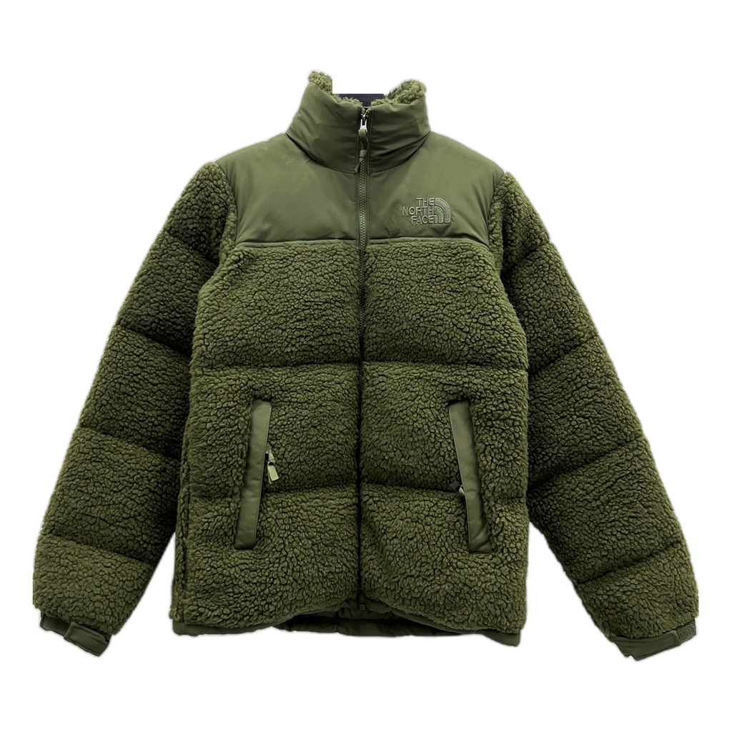 The North Face Fleece-Panel Puffer Jacket – Stand Collar | Olive