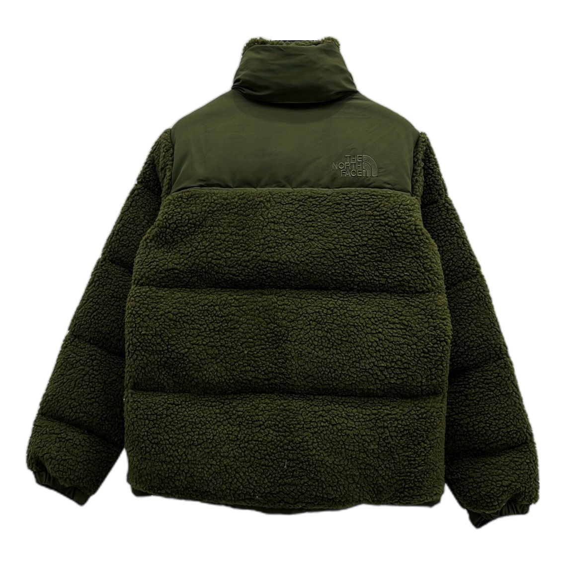 The North Face Fleece-Panel Puffer Jacket – Stand Collar | Olive