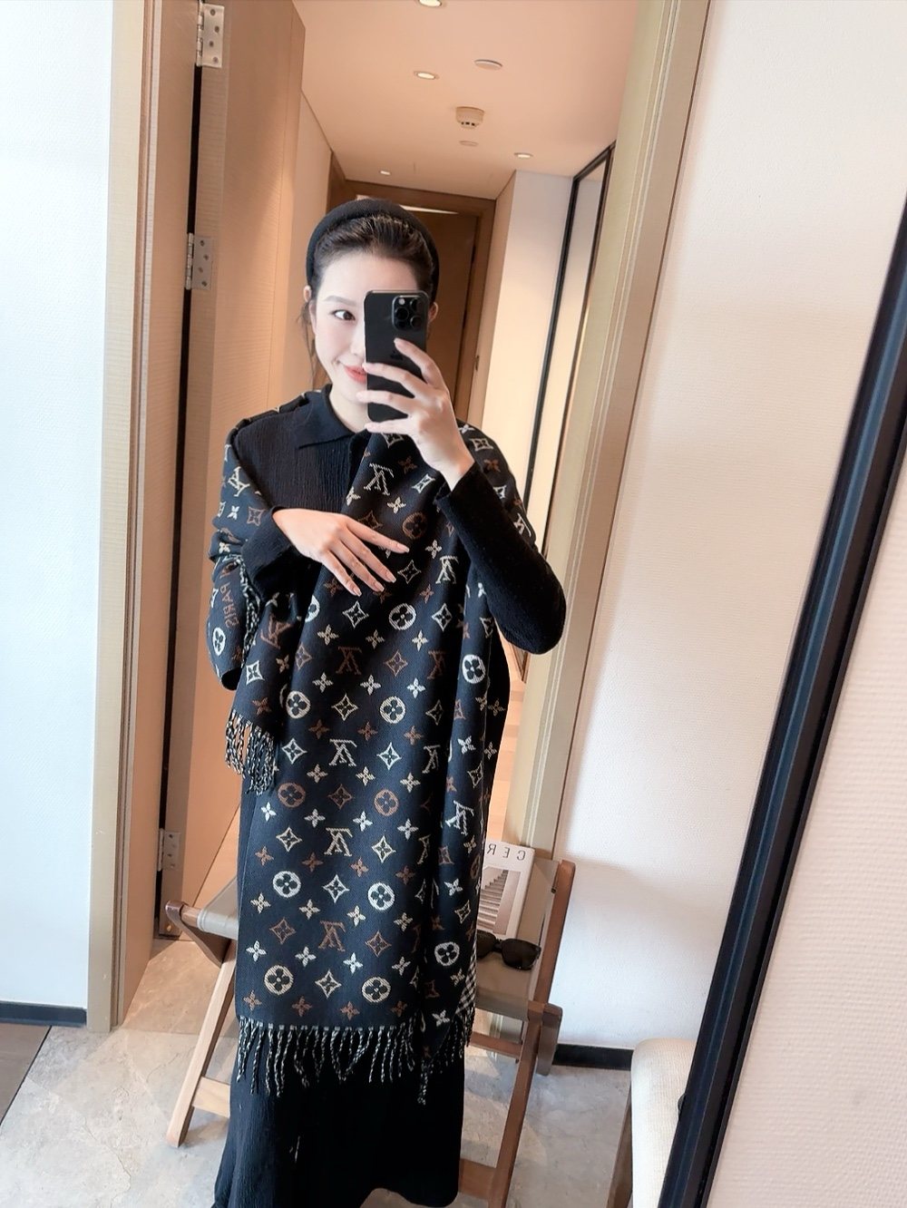 Louis Vuitton Reversible Monogram Fringe Scarf