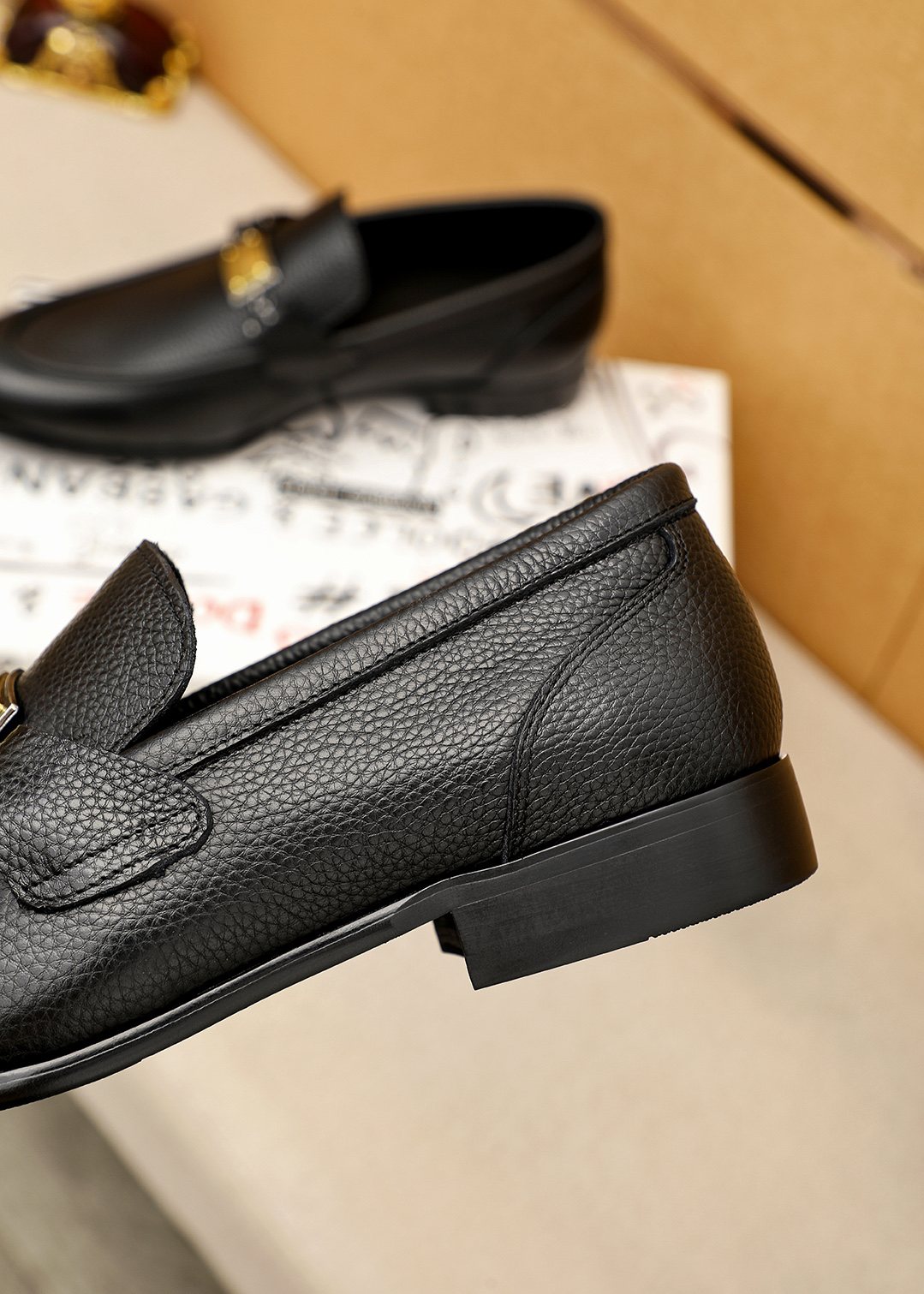 Dolce & Gabbana Men’s Black Gold-Tone Buckle Loafers