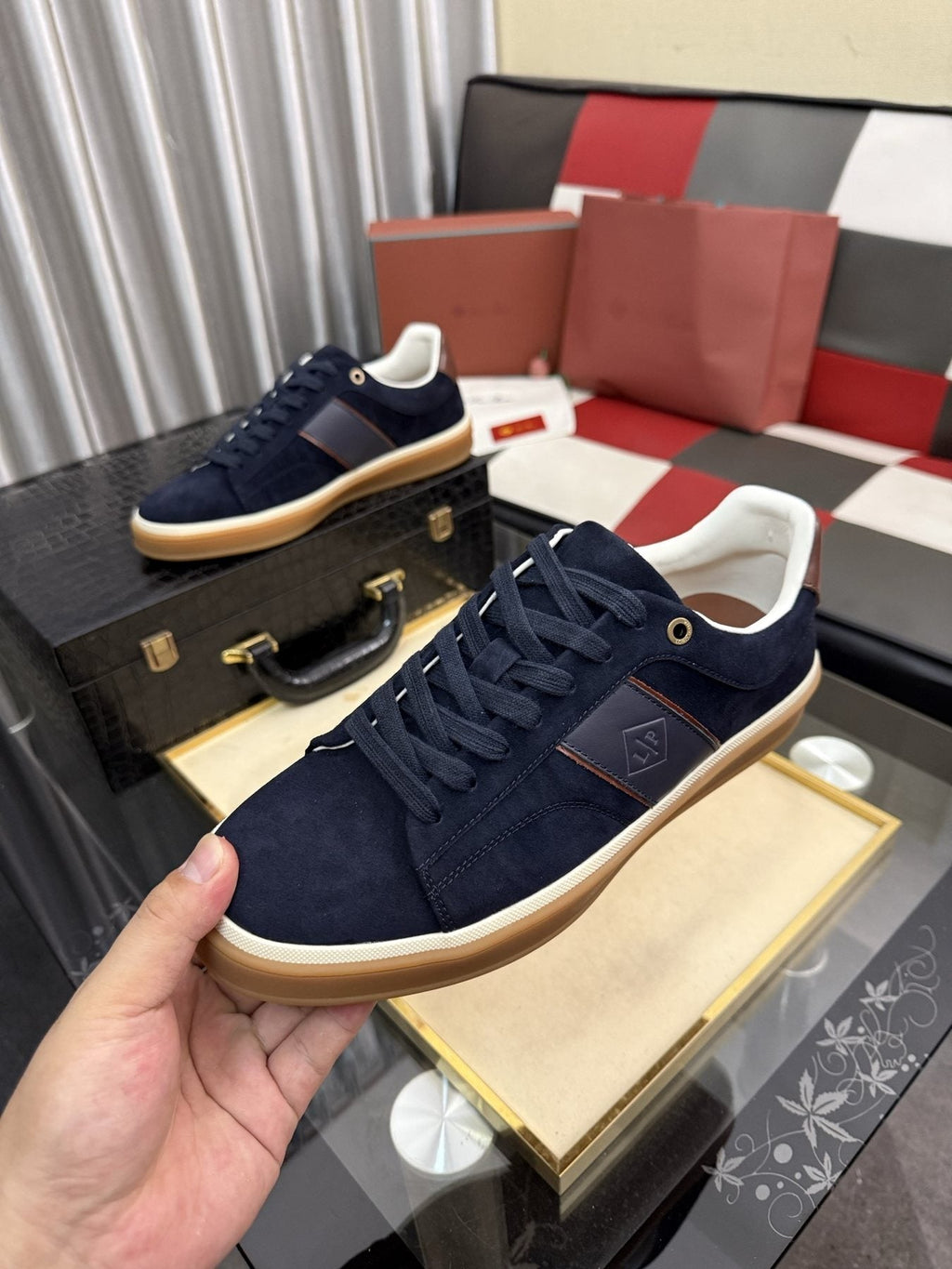 Low-Top Lace-Up Sneakers with Gum Sole