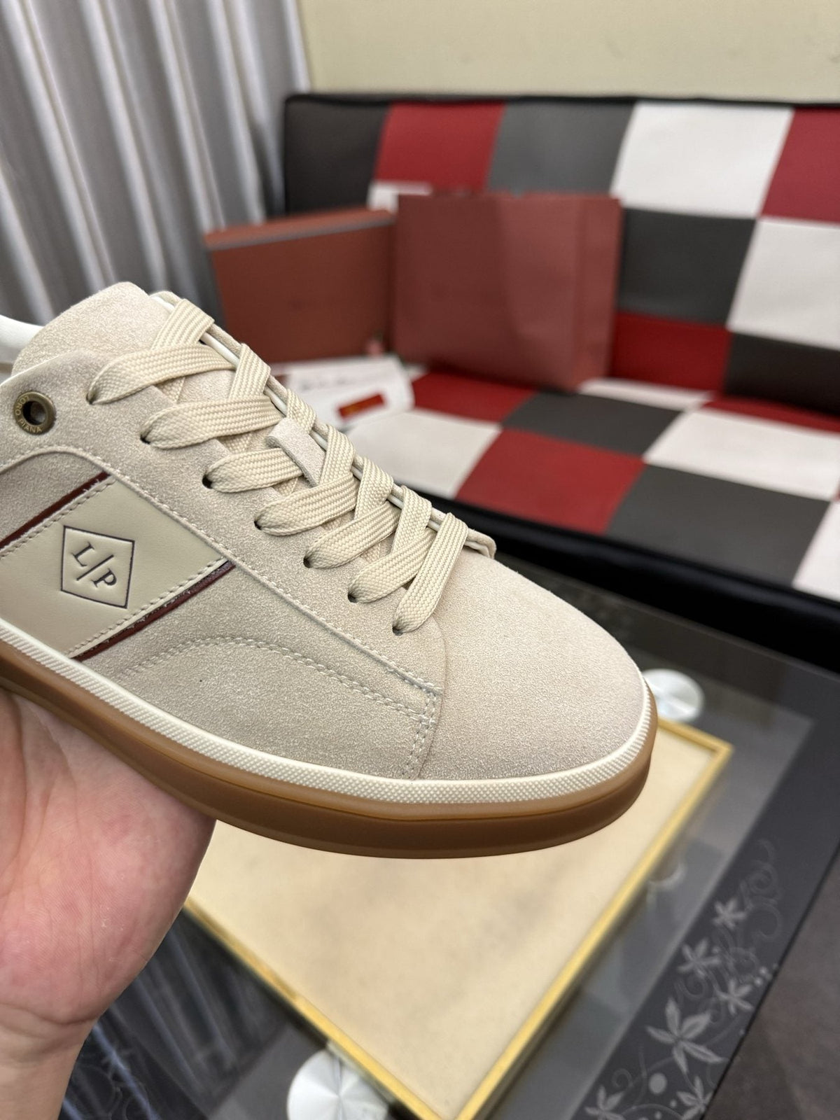 Low-Top Lace-Up Sneakers with Gum Sole