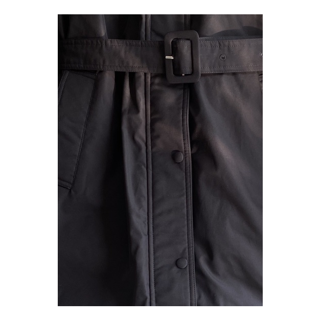 Prada Belted Fur-Trim Hooded Coat – Black