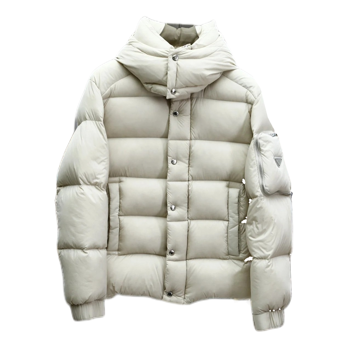 Prada Hooded Puffer Jacket – Iconic Sleeve Pouch